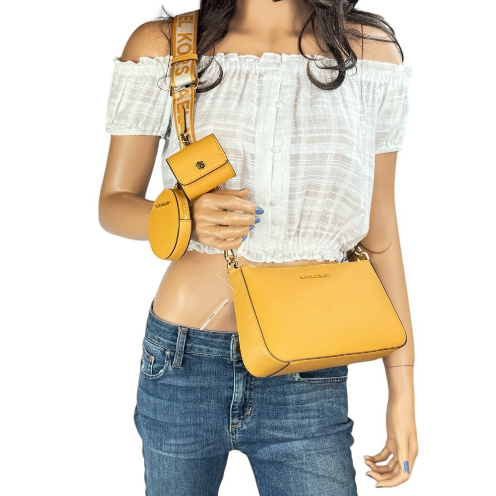 Michael Kors Jet Set Travel SM Shoulder Crossbody Bag With Tech Attached Cider